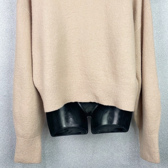 & Other Stories Mock Neck Sweater Cropped Hem Straight Box Bodice Large Caramel - Picture 11 of 14